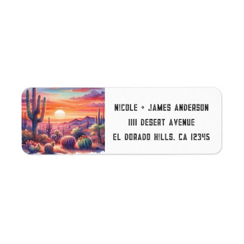 Desert Sunset Glow Watercolor Southwestern Wedding Label