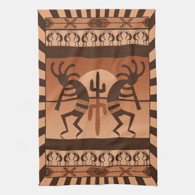 Desert Sunset  Kokopelli Southwest Towel (Vertical)