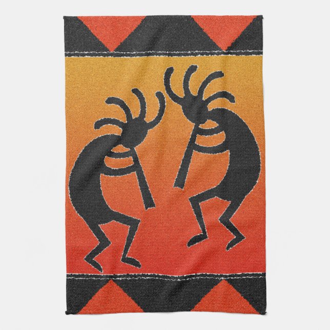 Desert Sunset  Kokopelli Southwest Towel (Vertical)