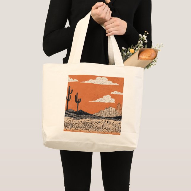 Desert Sunset Large Tote Bag (Front (Product))