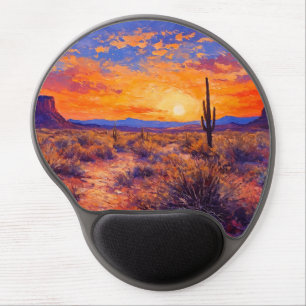 Desert Sunset Oil Painting Gel Mouse Pad