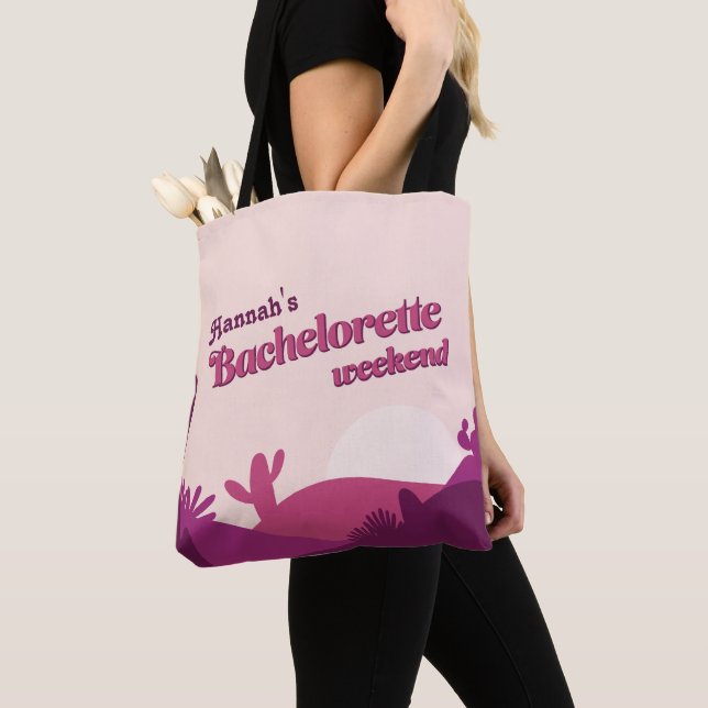 Desert Sunset Pinks Bachelorette Weekend Tote Bag (Close Up)