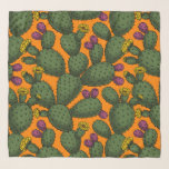 Desert sunset scarf<br><div class="desc">I'd drawn opuntia cactus in my sketchbook,  then redrew and colored them in Illustrator to make a pattern.</div>