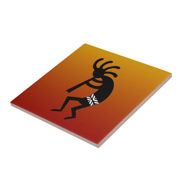Desert Sunset Southwest Kokopelli Ceramic Tile (Side)