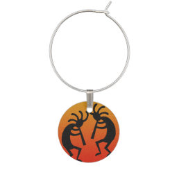 Desert Sunset Southwestern Design Kokopelli Wine Glass Charm