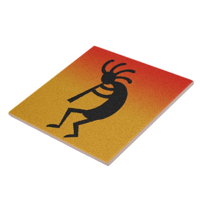 Desert Sunset Southwestern Kokopelli Ceramic Tile (Side)