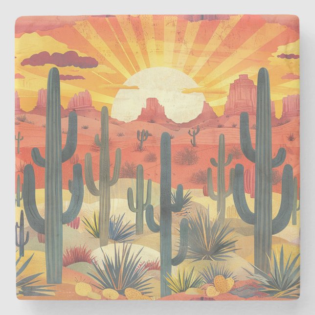 Desert Sunset Stone Coaster (Front)