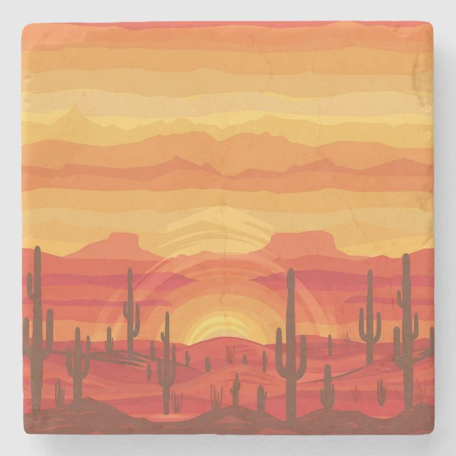 Desert Sunset Stone Coaster (Front)