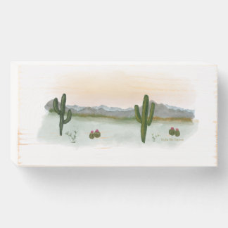 Desert Sunset Wood Block Wooden Box Sign