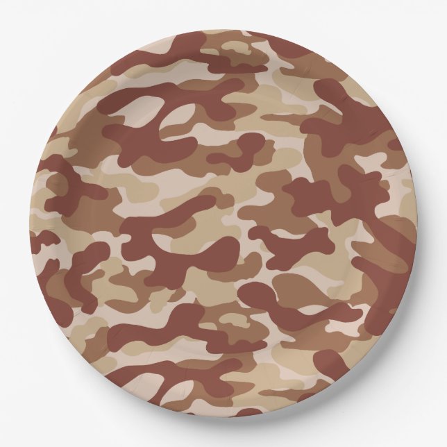Desert Tan Camo Paper Plates (Front)