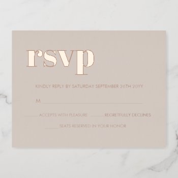 Desert Taupe Retro Wedding Rsvp Card Rose Gold by rusticwedding at Zazzle