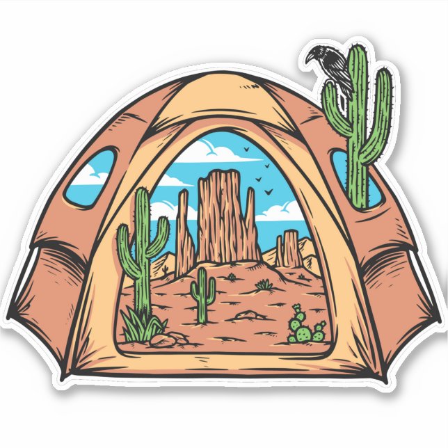 Desert Tent Camping Cactus Wildlife  Sticker (Front)