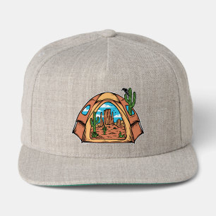 Desert Tent Camping Cactus Wildllfe Snap Back Hat