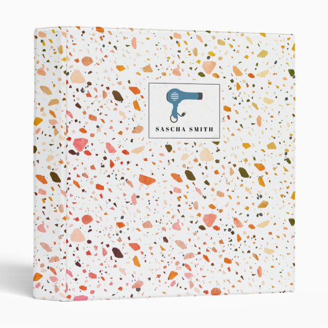 Desert Terrazzo Pattern Blow Dryer 3 Ring Binder (Front/Spine)