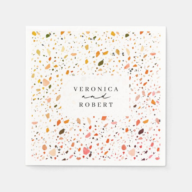 Desert Terrazzo Wedding Napkins (Front)