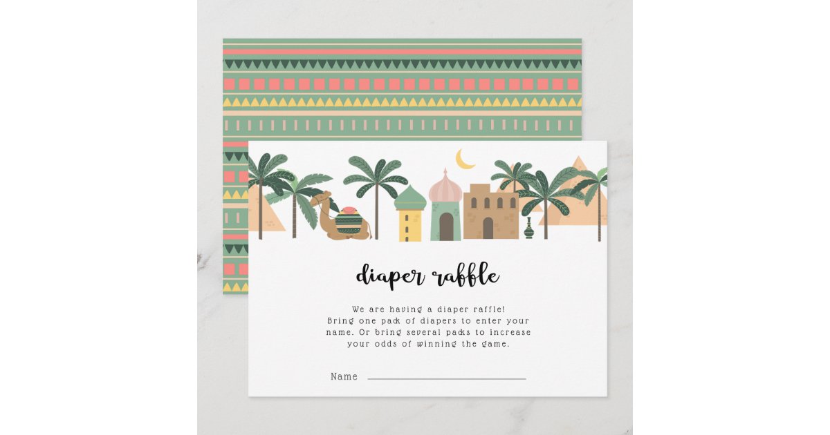 Desert Theme Camel Diaper Raffle Invitation | Zazzle