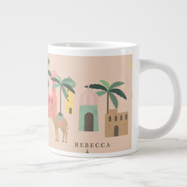 Desert Themed Arabian Nights Personalized Name  Giant Coffee Mug (Right)