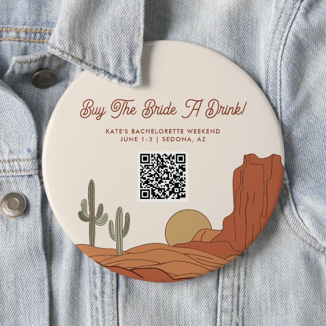 Desert Themed Buy The Bride A Drink QR Code Button (In Situ)