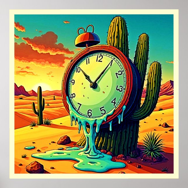 Desert Time Melts Away Clock Poster (Front)