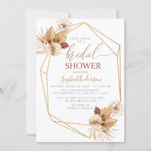 Desert Tropical Boho Pampas Grass Bridal Shower Invitation