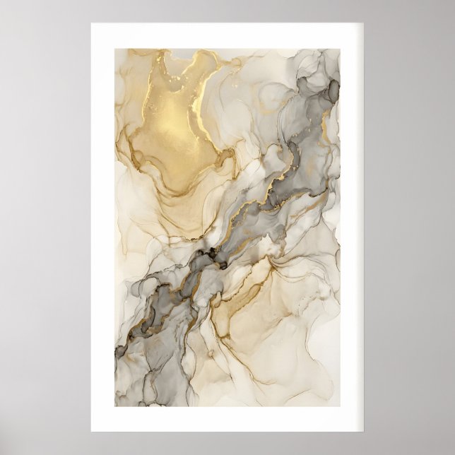 Desert Veins Poster Layered Gold and Beige Fluid (Front)