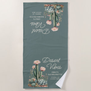 Desert Vibes Bachelorette Party Blooming Cactus Beach Towel
