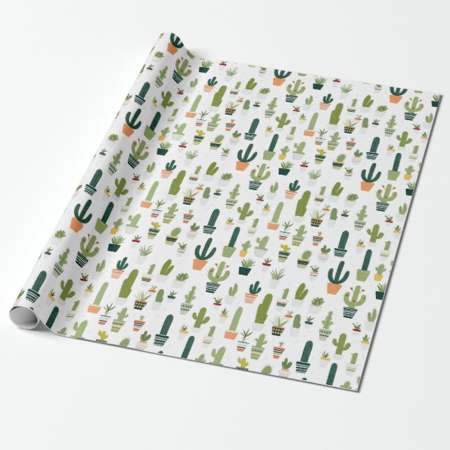 Desert Vibes: Cactus-Themed Wrapping Paper by Vint (Unrolled)