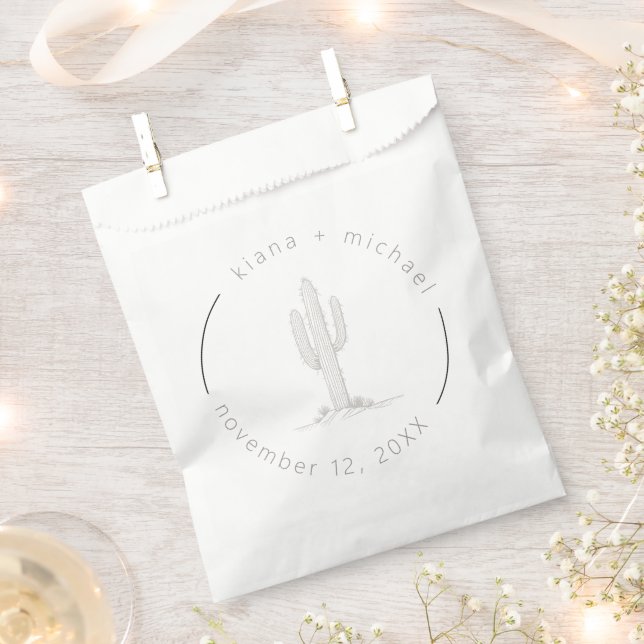 Desert Vibes Wedding Cactus Motif ID1019 Favor Bag (Clipped)
