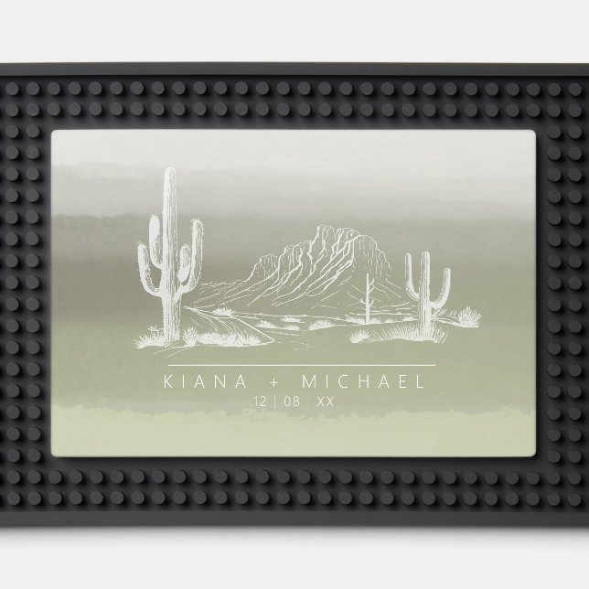Desert Vibes Wedding Gradient Watercolor Gr ID1019 Bar Mat (Front (Close Up))