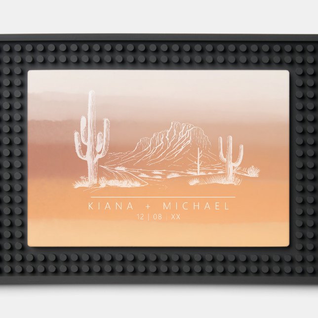 Desert Vibes Wedding Gradient Watercolor TC ID1019 Bar Mat (Front (Close Up))