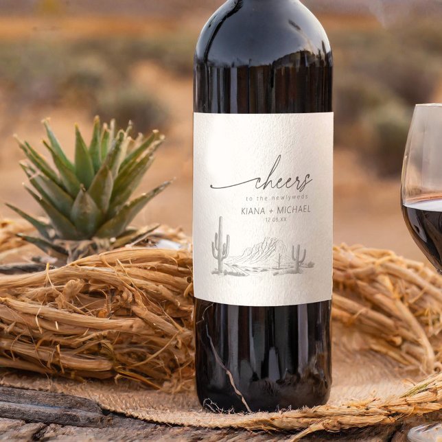 Desert Vibes Wedding Landscape Ivory ID1019 Wine Label (Creator Uploaded)
