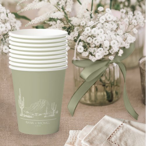 Desert Vibes Wedding Landscape Sage Green ID1019 Paper Cups