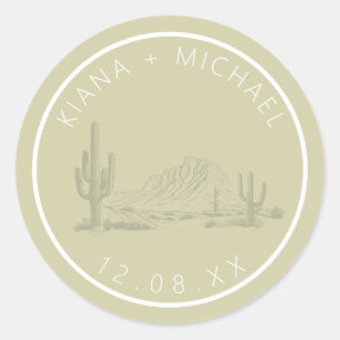 Desert Vibes Wedding Landscape Sage ID1019 Classic Round Sticker