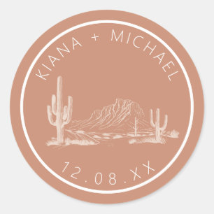 Desert Vibes Wedding Landscape Terra Cotta ID1019 Classic Round Sticker
