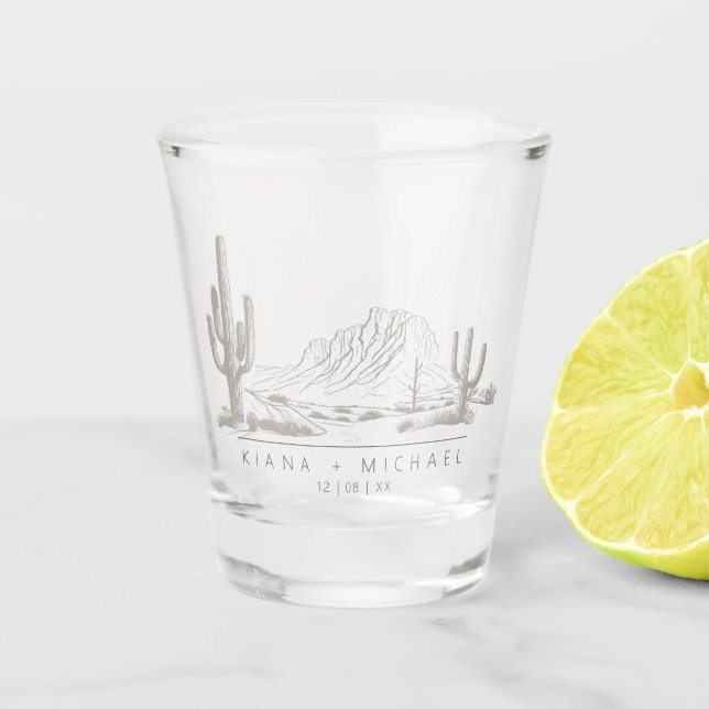 Desert Vibes Wedding Landscape Warm Gray ID1019 Shot Glass (Front)