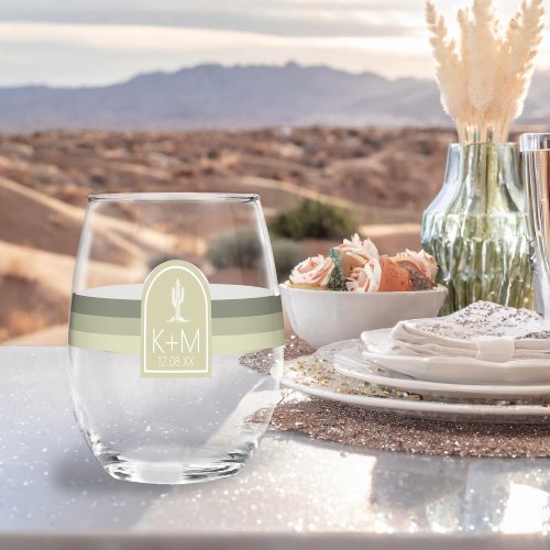 Desert Vibes Wedding Sage ID1019 Stemless Wine Glass