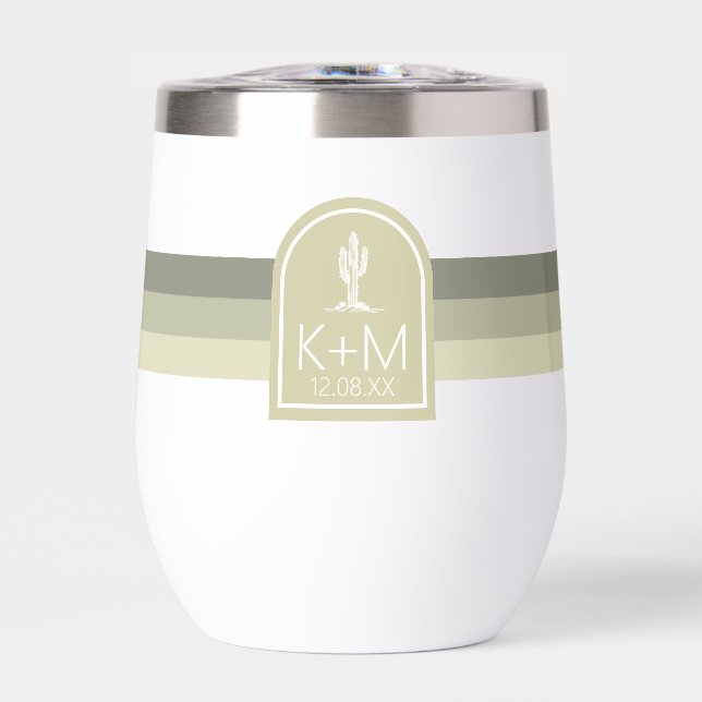 Desert Vibes Wedding Sage ID1019 Thermal Wine Tumbler (Front)