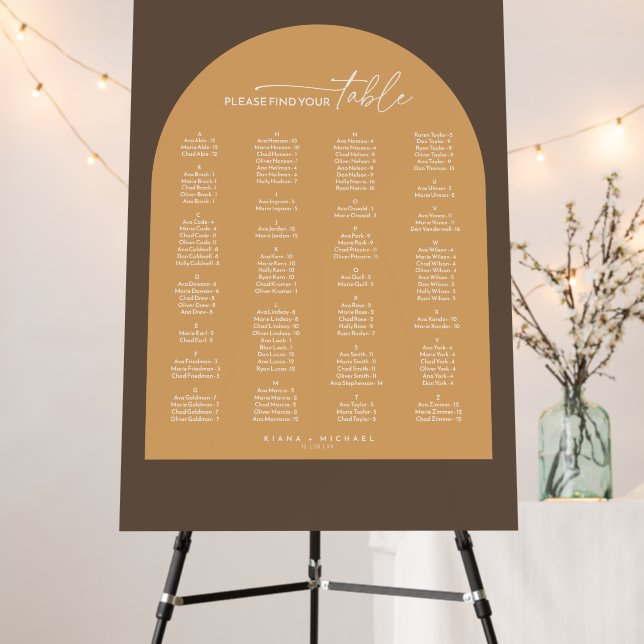 Desert Vibes Wedding Seating Chart ID1019 Foam Board (In Situ (Stand))