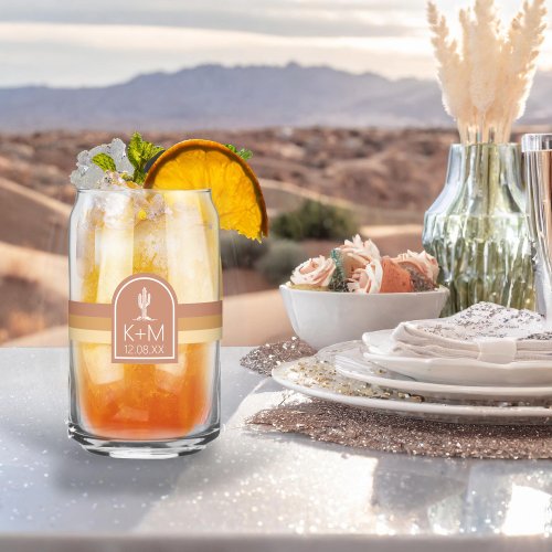 Desert Vibes Wedding Stripe Terra Cotta ID1019 Can Glass