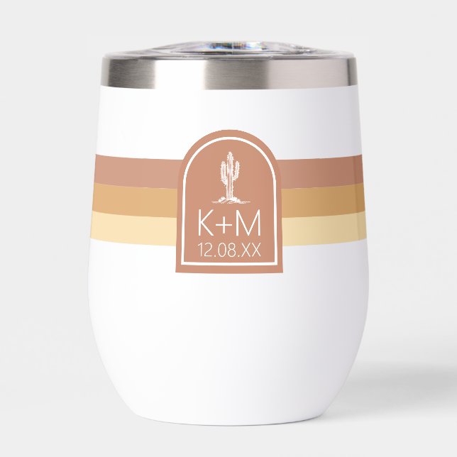 Desert Vibes Wedding Stripe Terra Cotta ID1019 Thermal Wine Tumbler (Front)