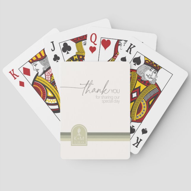 Desert Vibes Wedding Thank You Sage Green ID1019 Poker Cards (Back)