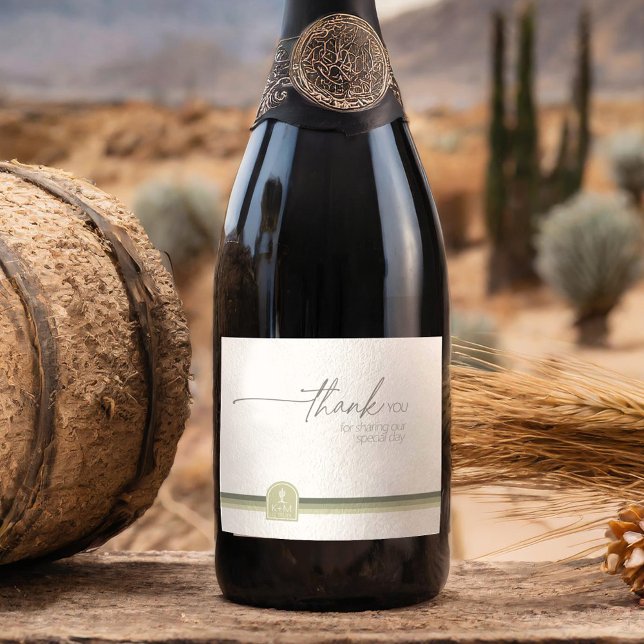 Desert Vibes Wedding Thank You Sage Green ID1019 Sparkling Wine Label (Creator Uploaded)