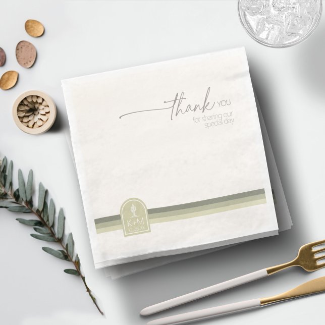 Desert Vibes Wedding Thank You Sage Ivory ID1019 Paper Dinner Napkins (Creator Uploaded)