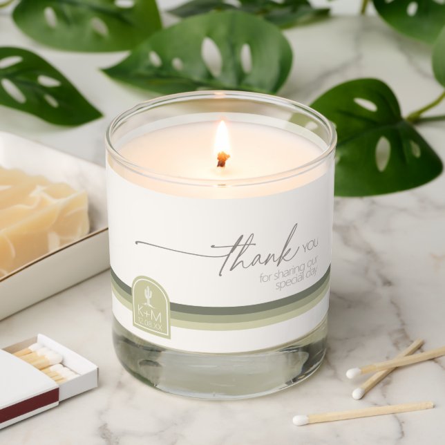 Desert Vibes Wedding Thank You Sage Ivory ID1019 Scented Candle (Lit)