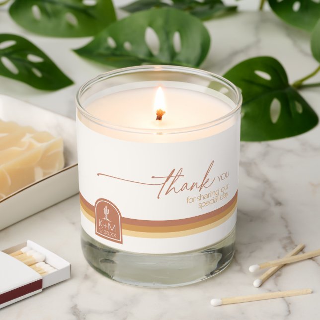 Desert Vibes Wedding Thank You Terra Cotta ID1019 Scented Candle (Lit)