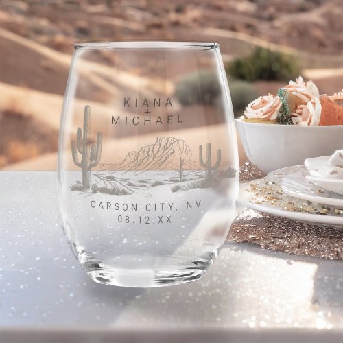 Desert Vibes Wedding Welcome ID1019 Stemless Wine Glass