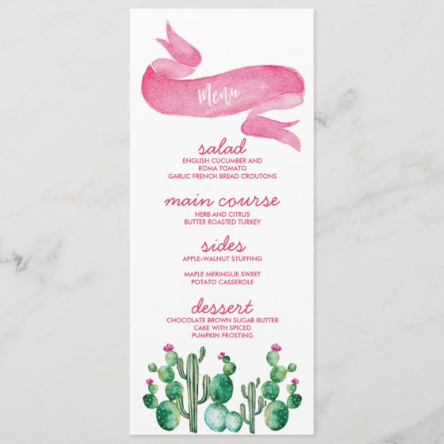 Desert Watercolor Wedding Menu Cards