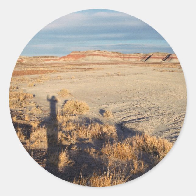 Desert Wave: Petrified Forest National Park Photo Classic Round Sticker (Front)