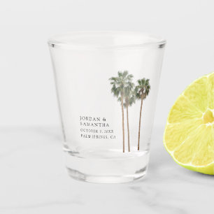 Desert Wedding Favor Personalized Retro Palm Trees Shot Glass