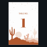 Desert Wedding Table Number Card<br><div class="desc">This desert wedding table numbers features desert colored cactus illustrations for both front and back. It's perfect to add to your day of events for tables! You can easily edit the wording and adjust the colors as needed. This is great for any desert and western styled event! Happy editing!</div>